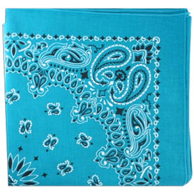 BANDANNA Paisley Turquoise 22" Square