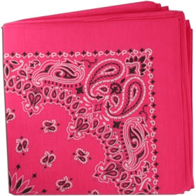 BANDANNA Paisley Hot Pink 22" Square