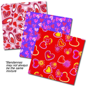 BANDANNA Valentines Assorted 22" Square