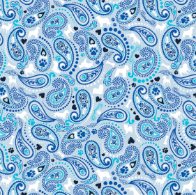 BANDANNA Dog Paisley Blue 12pk 22" x 22"